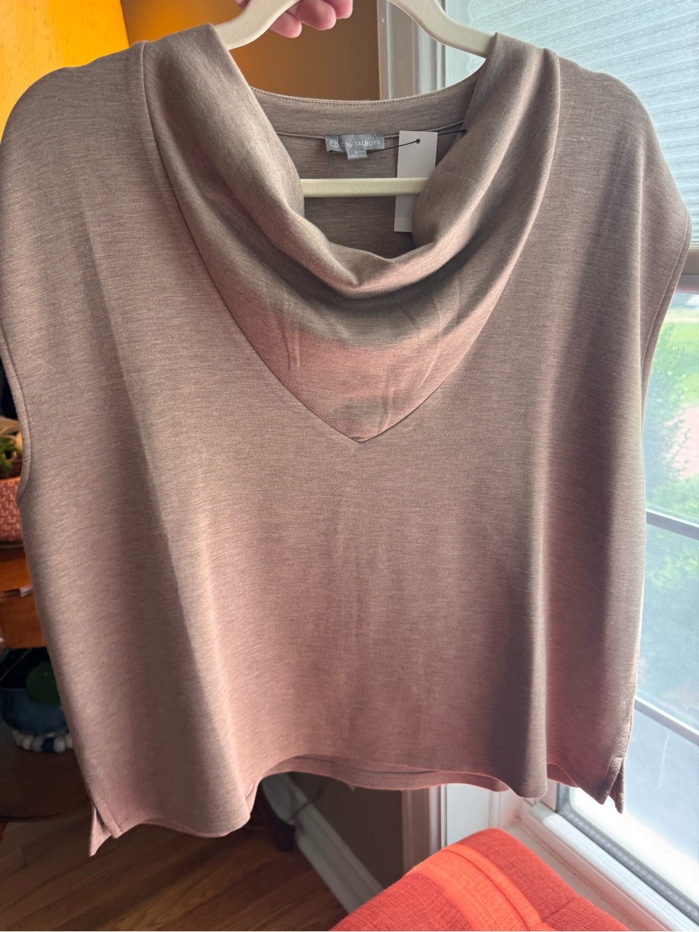 Talbots Cowl Neck Women's Top/Pant Set - Taupe L